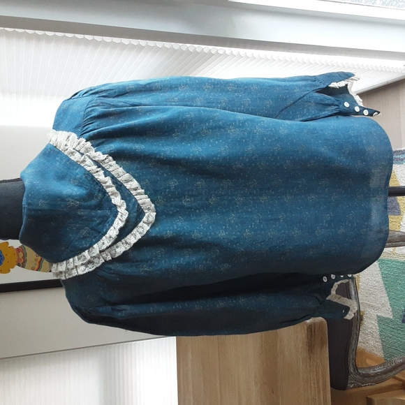 Ralph Lauren Blue Label Linen and Lace Scarf Vintage Prairie Blouse - Picture 5 of 9